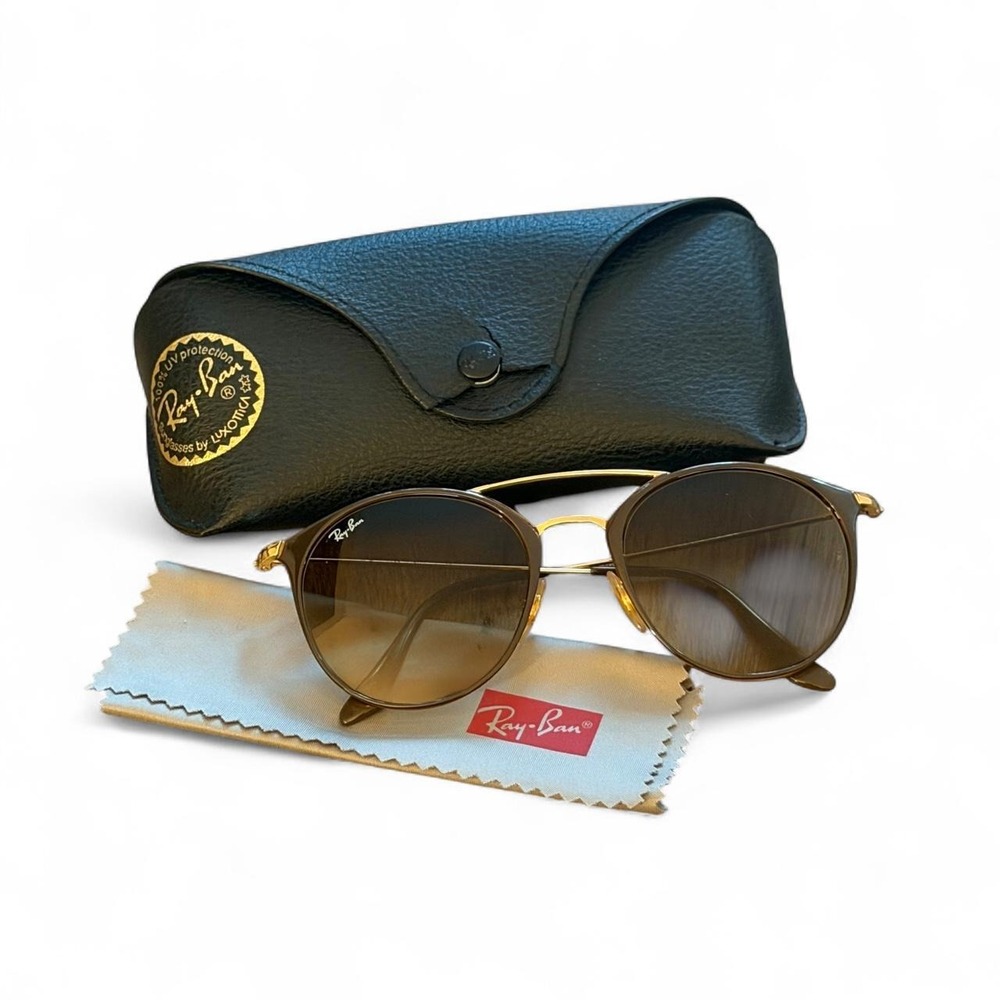 Ray Ban RB3546 Round Metal Frame Sunglasses, Brown Gradient Lenses